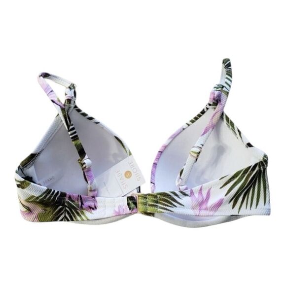 Shade & Shore 32B Bikini Top White Purple Green Floral Tropical Swim Underwire - Picture 2 of 12
